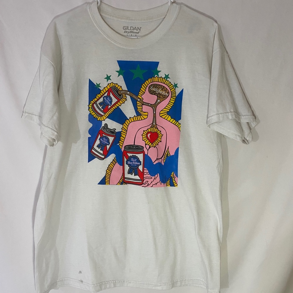 MENS VINTAGE PBR BEER T SHIRT LARGE